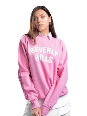 Departure Beverly Hills Pink Crewneck Graphic Long Sleeve Pullover Sweatshirt M